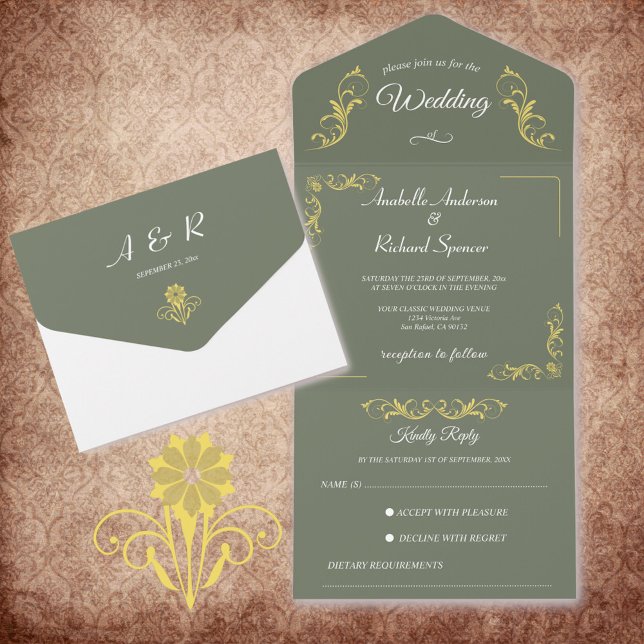 Elegant Victorian Wedding  All In One Invitation (Creator Uploaded)