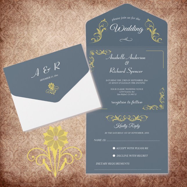 Elegant Victorian Wedding  All In One Invitation (Creator Uploaded)