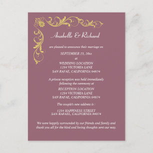 Elegant Victorian Wedding Announcement Postcard