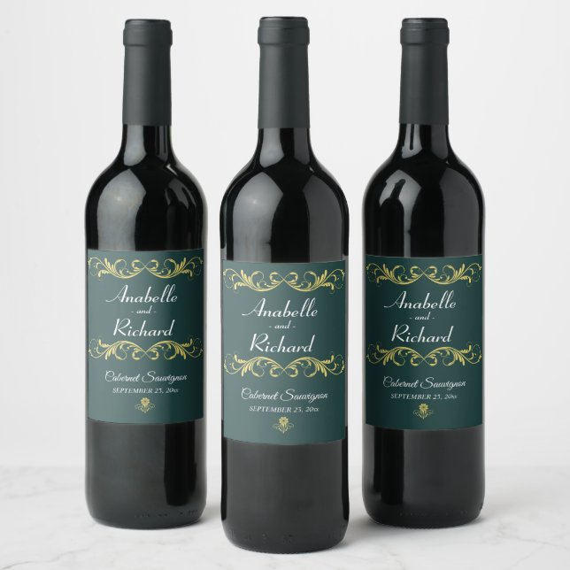 Elegant Victorian Wedding Bottle Favour Wine Label (Bottles)