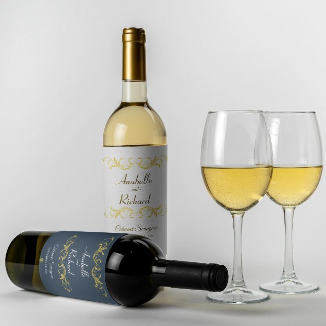 Elegant Victorian Wedding Bottle Favour Wine Label (Creator Uploaded)