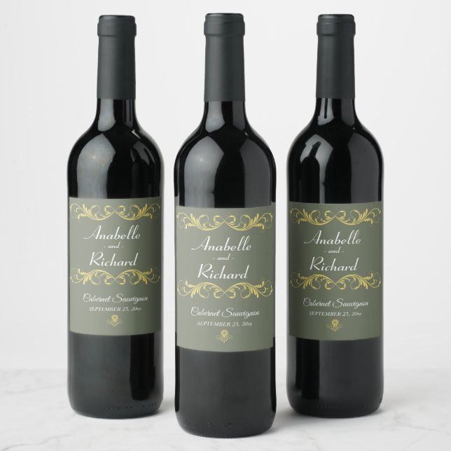 Elegant Victorian Wedding Bottle Favour Wine Label (Bottles)