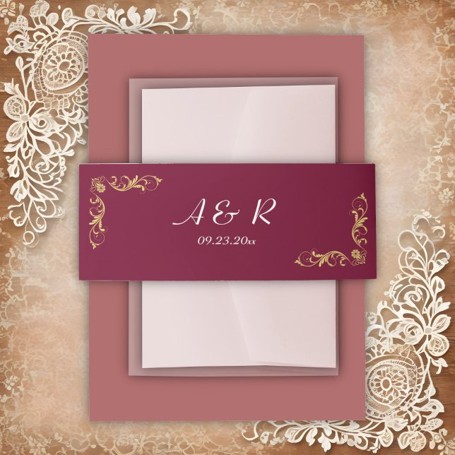 Elegant Victorian Wedding  Invitation Belly Band (Creator Uploaded)