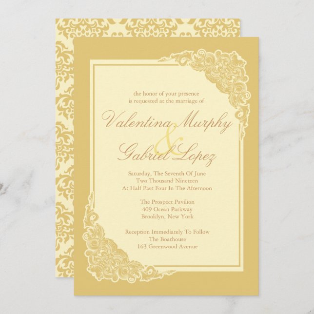 Elegant, Victorian Wedding Invitations (Front/Back)