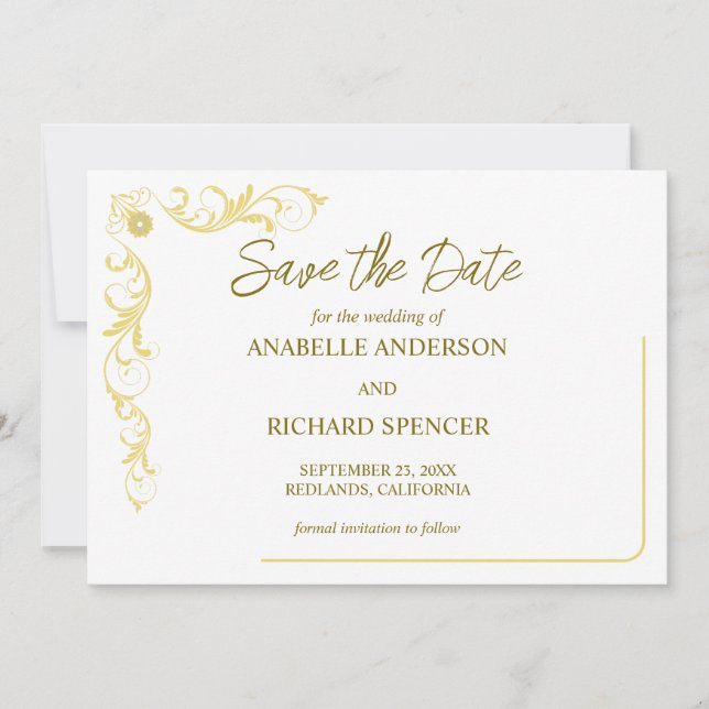Elegant Victorian Wedding Save The Date Invitation (Front)
