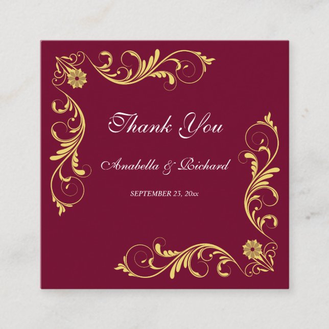 Elegant Victorian Wedding Thank You Enclosure Card (Front)