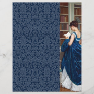 Elegant Victorian Woman Reading in Library