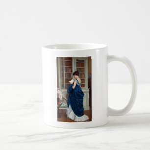 Elegant Victorian Woman Reading in Library Coffee Mug