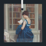 Elegant Victorian Woman Reading in Library  Glass Tree Decoration<br><div class="desc">Step into a timeless moment of quiet elegance with this stunning vintage-style artwork featuring a refined woman absorbed in reading within a richly detailed library setting. Dressed in a luxurious deep blue Victorian gown, she embodies grace, intellect, and classic femininity. Perfect for lovers of literature, history, and romantic interiors, this...</div>