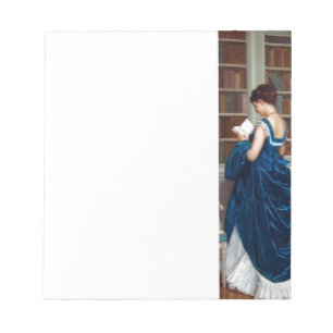Elegant Victorian Woman Reading in Library Notepad