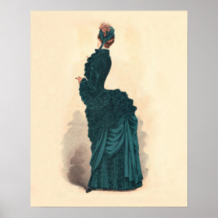 Elegant Victorian Woman Vintage Fashion Dress Poster