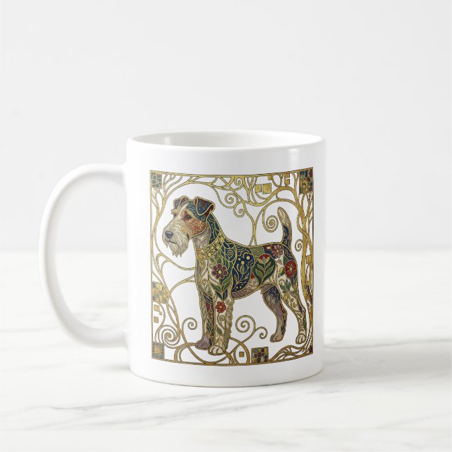 Elegant Viennese Secession Fox Terrier Coffee Mug (Left)