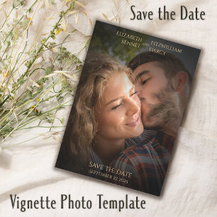 Elegant Vignette Photo Template Black Gold Wedding