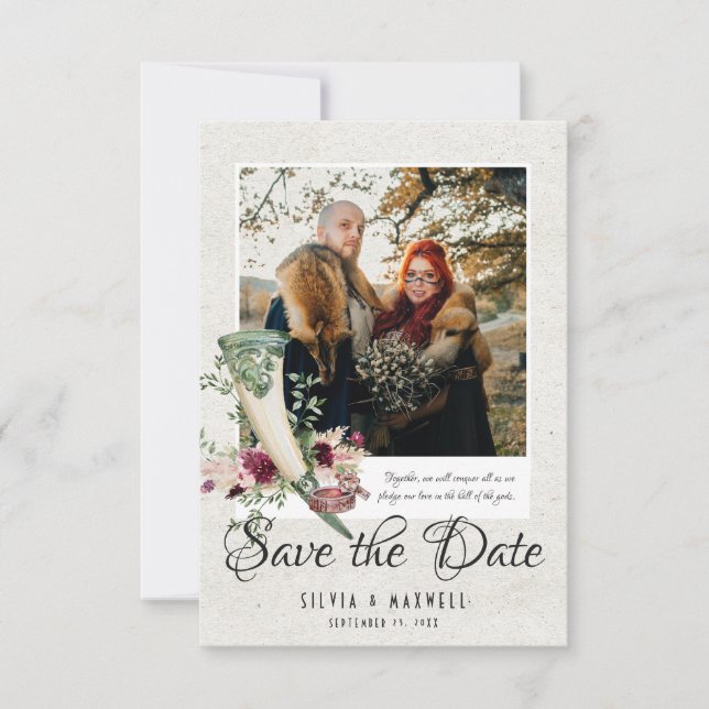 Elegant Viking Wedding Photo Save the Date (Front)