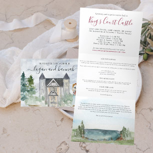 Elegant Villa Wedding Details Tri-Fold Invitation
