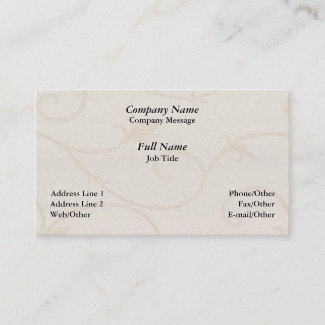 Elegant Vine Background Business Card Template (Front)
