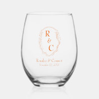Elegant Vine Crest Couple's Monogram Persimmon