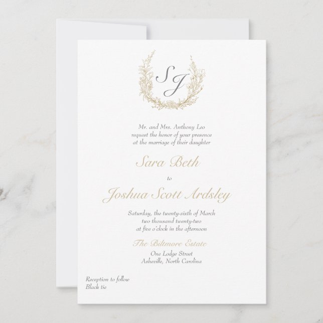Elegant Vine Crest Formal Invitation (Front)