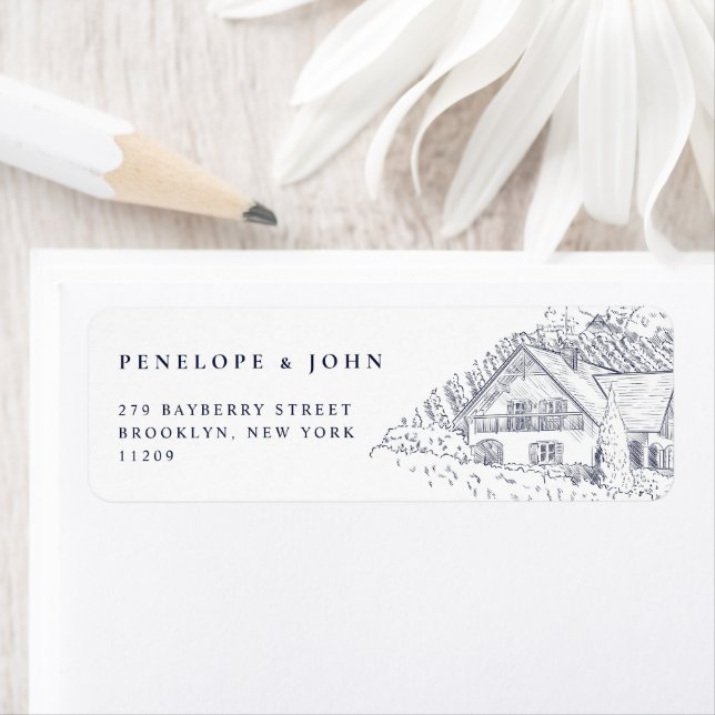 Elegant Vineyard Illustration Wedding Return (Insitu)