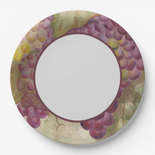 Elegant Vineyard Watercolor, Wine Party Paper Plate