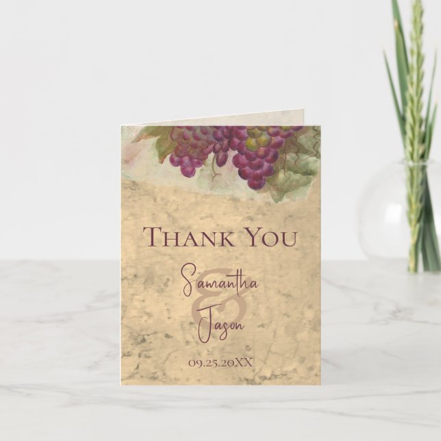 Elegant Vineyard Wedding Couples Personalized Thank You Card (Front)