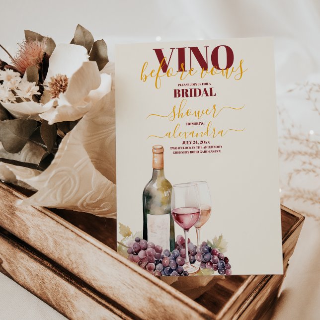 Elegant Vino before vows bridal shower Invitation (Creator Uploaded)