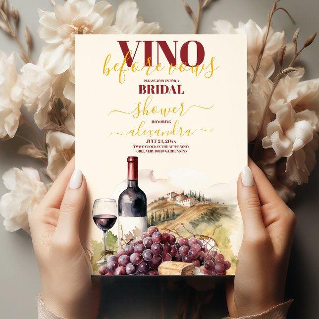 Elegant Vino before vows bridal shower Invitation (Creator Uploaded)