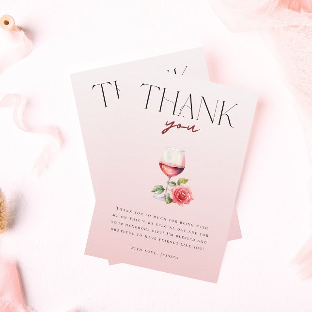 Elegant Vino Before Vows Wine Theme Bridal Shower Thank You Card (Creator Uploaded)