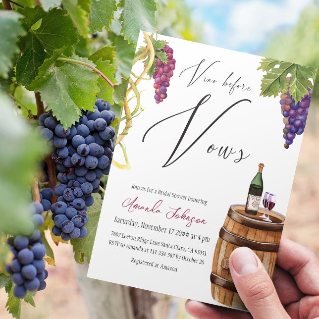 Elegant Vino Before Vows Winery Bridal Shower Invitation (Creator Uploaded)