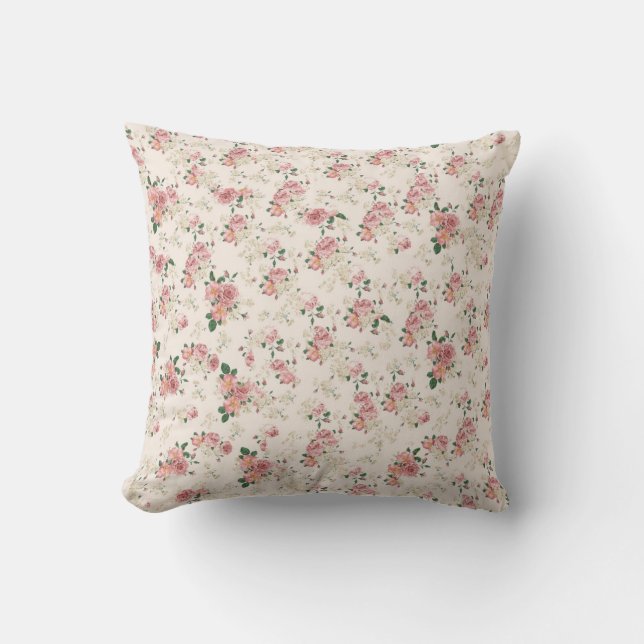 Elegant Vintag Cottage Rose Cushion (Front)