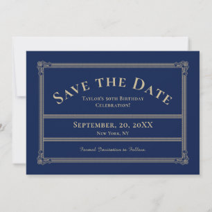 Elegant Vintage 50th Birthday Save the Date blue Invitation