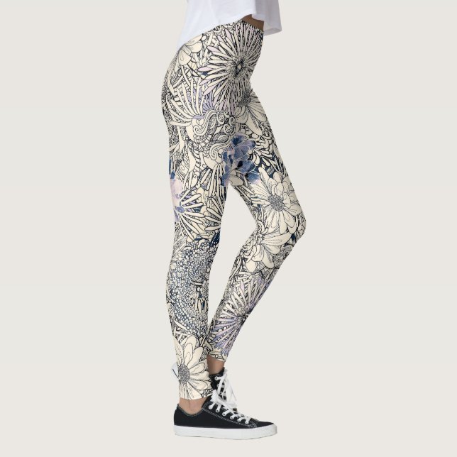 Elegant Vintage Abstract Floral Background |  Leggings (Right)