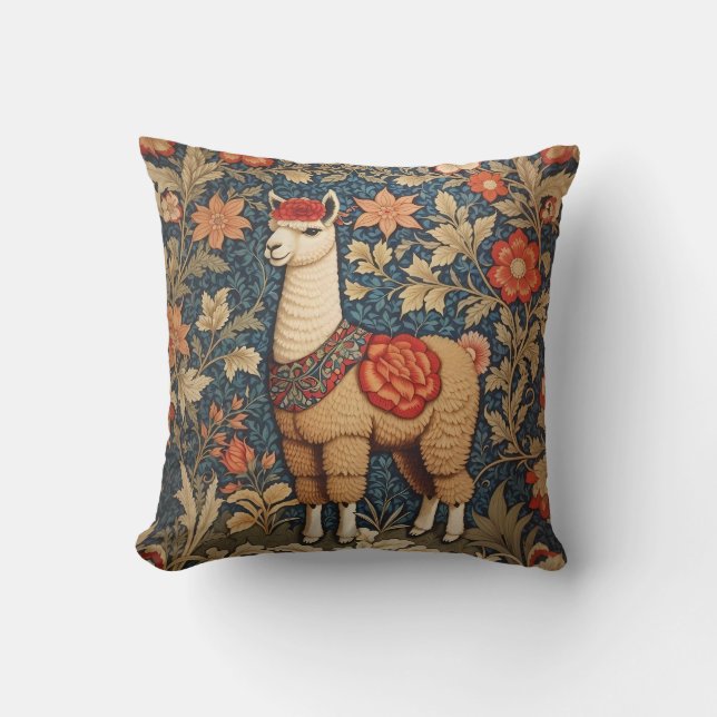 Elegant Vintage Alpaca William Morris Inspired  Cushion (Front)