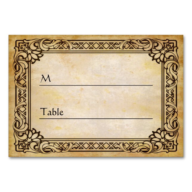 Elegant Vintage Antique Wedding Table Place Card (Front)