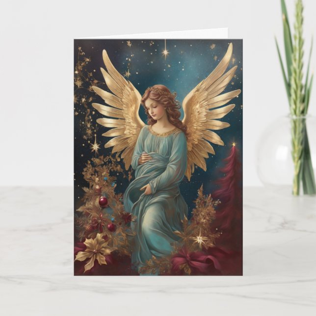 Elegant Vintage Art Christmas Angel Custom Message Card (Front)