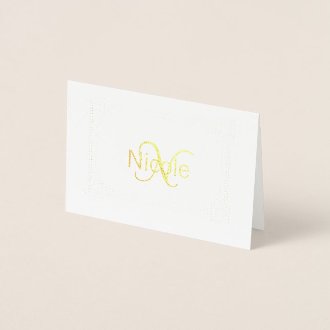 Elegant Vintage Art Deco Name Monogram Foil Card (Front)