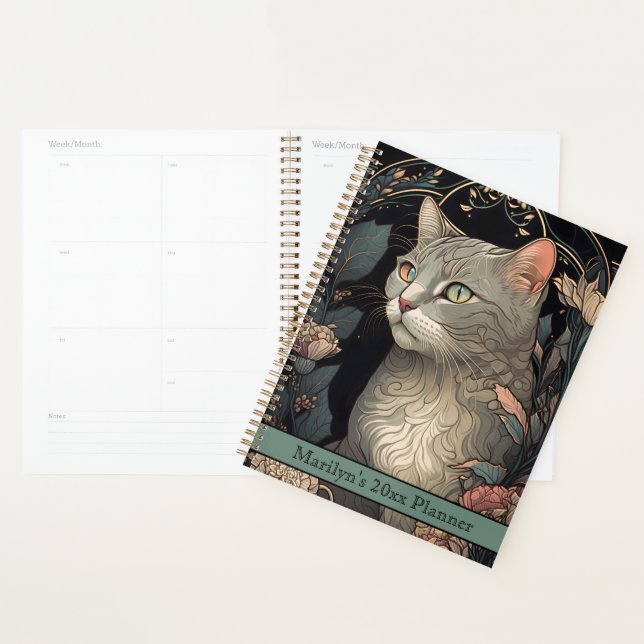 Elegant Vintage Art Nouveau Cat 2024 Planner (Display)