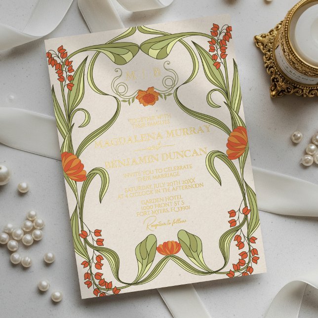 Elegant Vintage Art Nouveau Floral Frame Wedding (Creator Uploaded)