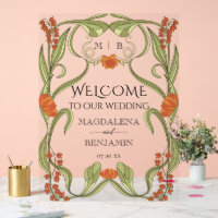 Elegant Vintage Art Nouveau Floral Frame Welcome