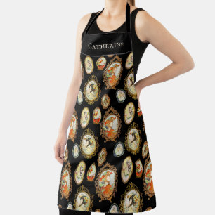 Elegant Vintage Art Nouveau Girls in Ornate Frames Apron