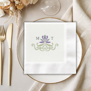 Elegant Vintage Art Nouveau Initials Wedding Napkin