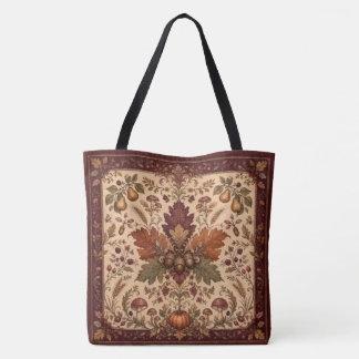 Elegant Vintage Autumn Textile Square Tote Bag