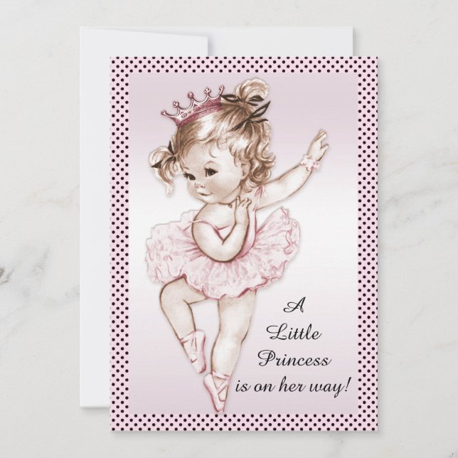 Elegant Vintage Ballerina Princess Baby Shower Invitation (Front)