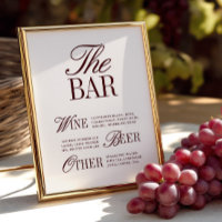 Elegant Vintage Bar Menu Wedding Sign