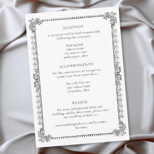 Elegant Vintage Baroque Black White Wedding Enclosure Card