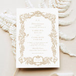 Elegant Vintage Baroque Floral Gold Frame Wedding Invitation<br><div class="desc">Elegant Vintage Baroque Floral Antique Gold Frame Wedding Invitation Card</div>
