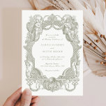 Elegant Vintage Baroque Floral Sage Frame Wedding Invitation<br><div class="desc">Embrace timeless sophistication with the floral elegant wedding invitation. The refined floral frame captures the essence of romance and tradition in this exquisitely crafted invitation,  perfect for announcing your special day in style.</div>