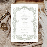 Elegant Vintage Baroque Floral Sage Frame Wedding Invitation<br><div class="desc">Elegant Vintage Baroque Floral Sage Green Frame Wedding Invitation Card</div>
