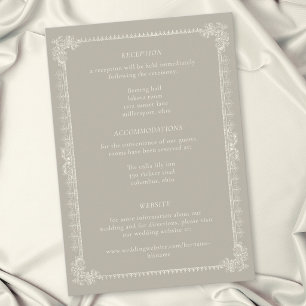 Elegant Vintage Baroque Neutral Tan Ivory Wedding Enclosure Card