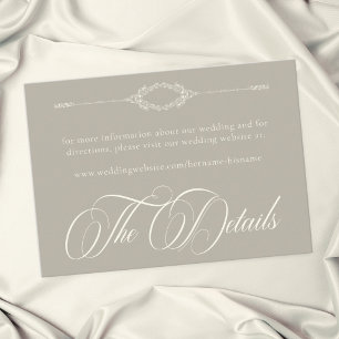 Elegant Vintage Baroque Neutral Tan Ivory Wedding Enclosure Card